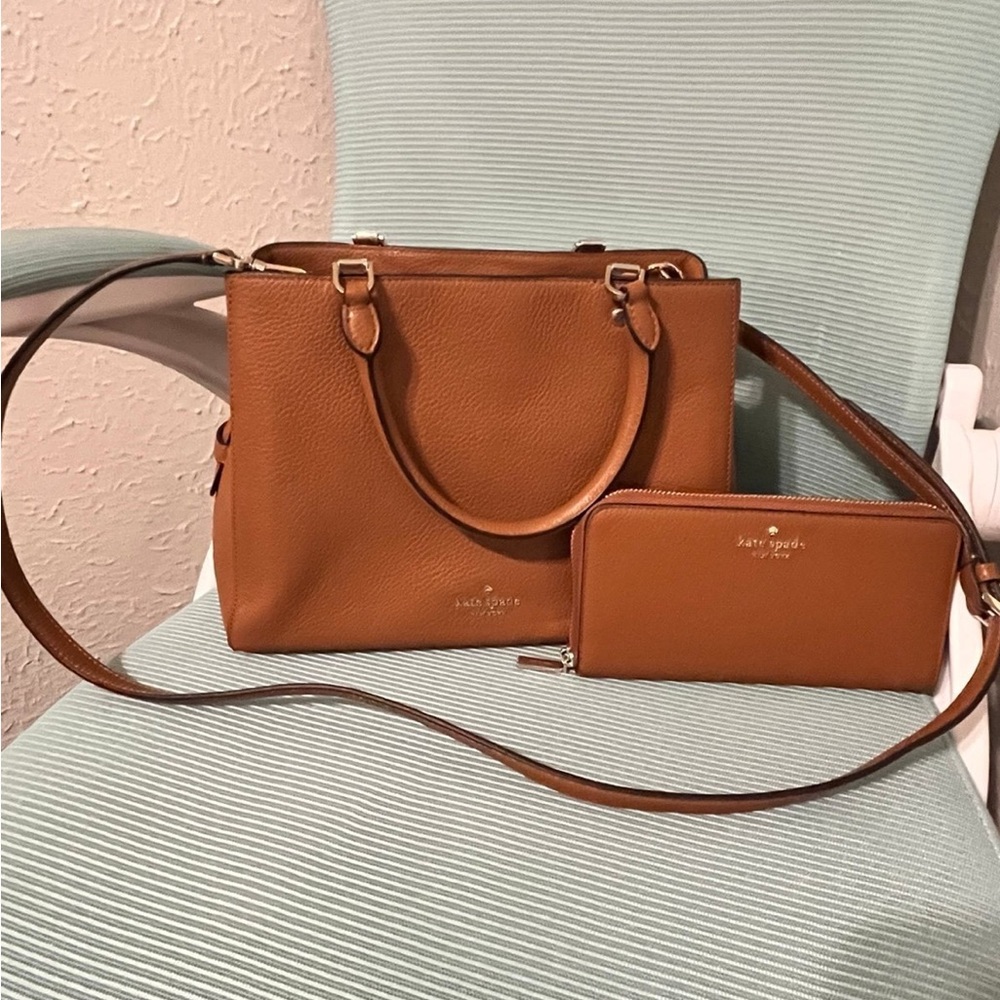 Kate Spade Brown Leather Tote and Wallet Set